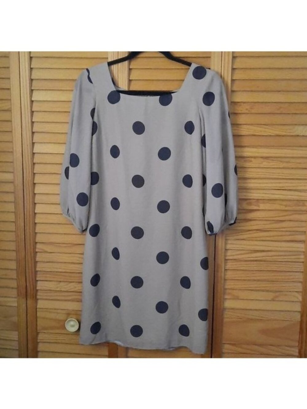 Amanda Uprichard Tan Polka Dot Walsh Sheer Sleeve Square Neckline Sheath Dress S